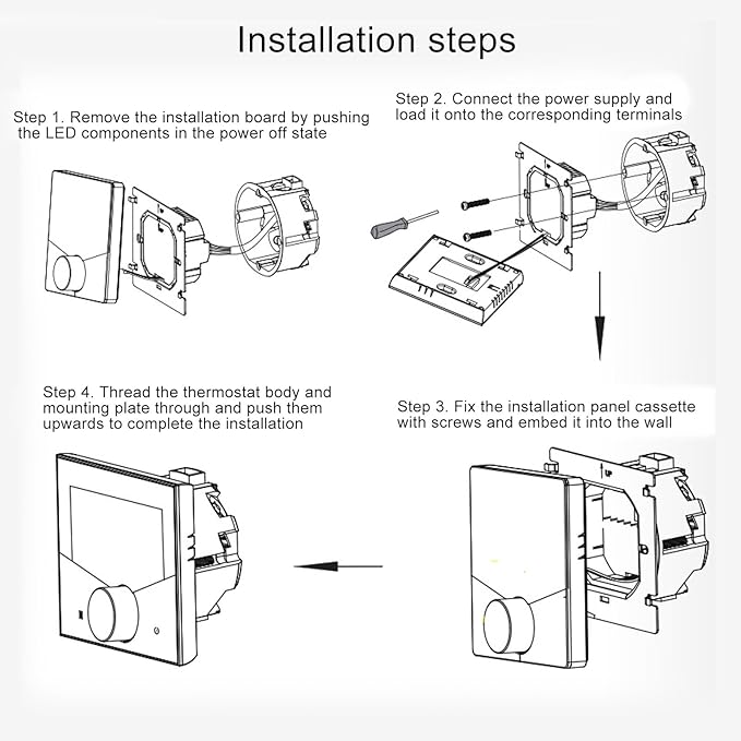 Underfloor Digital Heating Thermostat with Color Display Touch Screen, Smart Programmable Thermostat for Home Room Heating Floor (Black)