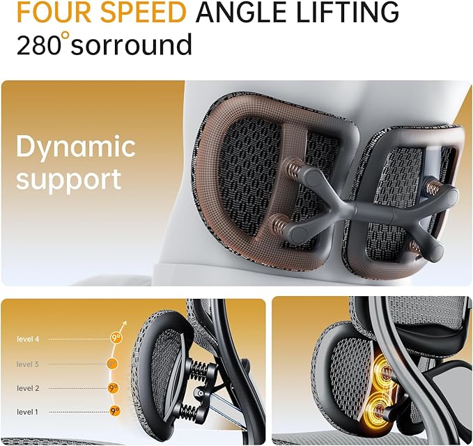 ERGOUP Ergonomic Office Chair,Full Mesh Design, 4D Adjustable Headrest, 360° Rotating Armrests, Black - Ultimate Support for Long Hours, Perfect for Elite Professionals & Gamers