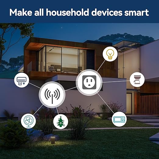 2 Pack Smart Plugs, WiFi Outlets Compatible with Alexa&Google Assistant,15A/1800W Max, Smart Socket with Timer and Group Control, No Hub Required, Simple Setup, for Home(2.4G WiFi Only)