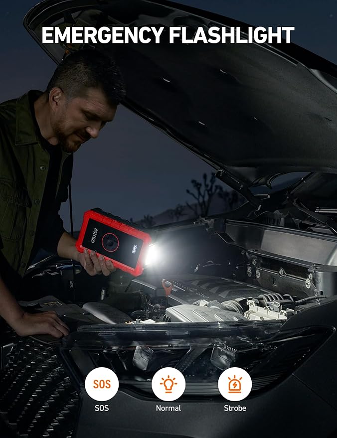 AstroAI S8 Air Jump Starter with Air Compressor, 1500A Peak Car Battery Jump Starter Portable (6.0 Gas/3.0L Diesel) with 150PSI Cordless Auto-Shutoff Tire Inflator, 12V Battery Charger Booster(Red)