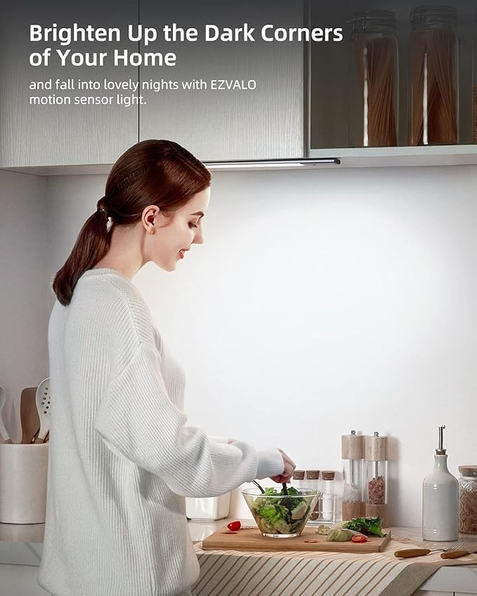 EZVALO 48 LED Under Cabinet Lighting, Motion Sensor Closet Light with Detachable Battery, Wireless LED Magnetic Light for Kitchen, Wardrobe-15.8Inch