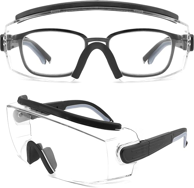Safety Glasses Over Eyeglasses Anti Fog Safety Goggles Protective Glasses With Adjustable Frame For Men Women