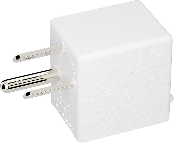 90 Degree Adaptor Left Angled Angle USA 3-Prong Male-Female Adapter,90 Degree Angled USA Male Female Power Adapter, 5-15P to 5-15R Direction Changer Space Save Adapter White PA-0170L45W
