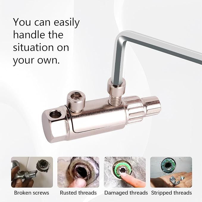 Broken Pipe Extractor Tool - Broken Faucet Removal Tool for 1/2", 3/4", 1" Pipes | Removes Rusted/Damaged Faucet Bolts & Pipe Threads (Silver)