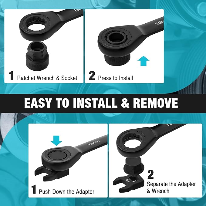 DURATECH 15-Piece Universal Ratcheting Serpentine Belt Tool Set, Belt Tensioner Tool Kit with Blackening Treatment for Installing and Removing Pulleys and Belts