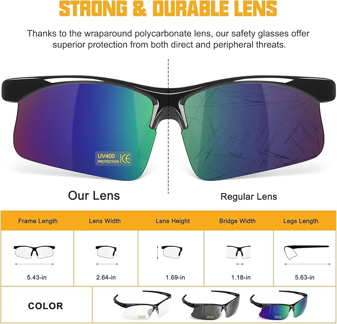 OXG Tinted Safety Glasses for Men Women, ANSI Z87.1 Unisex Safety Sunglasses Impact Resistant Protective Eyewear