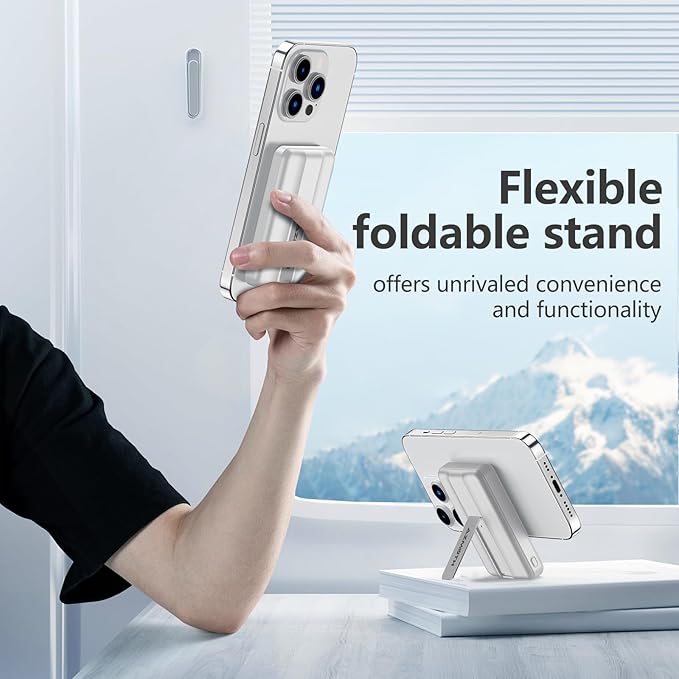 Azmuth Wireless Portable Charger with Stand, Slim 10000mAh Magnetic Power Bank for Magsafe, 22.5W Fast Charging Battery Pack with Digital Display Compatible with iPhone 16/15/14/13/12 Series