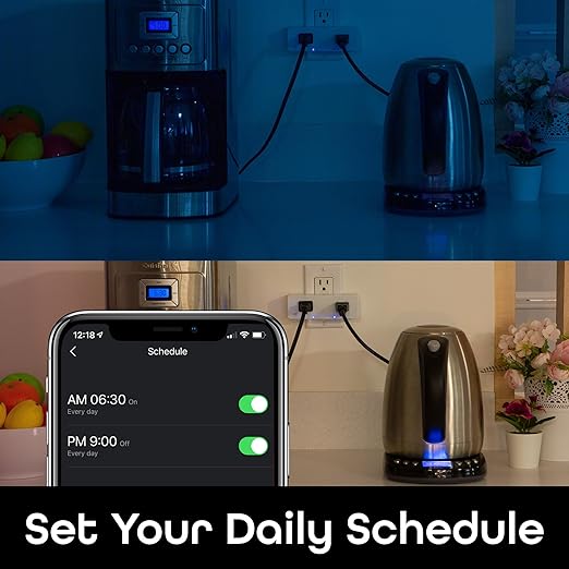 Geeni Switch Duo Double Smart Plug, White, 2 Outlets – No Hub Compatible with Alexa and Google Assistant, Requires 2.4 GHz Wi-Fi