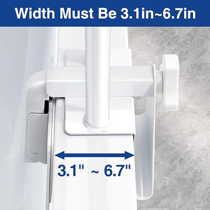 Adjustable Bathtub Safety Rail: Shower Grab Bar Handle for Seniors, Elderly, and Disabled, 14–18 Inch Height Range, Bathroom Safety Bars with Non-Slip Grip, Supports 300 lbs