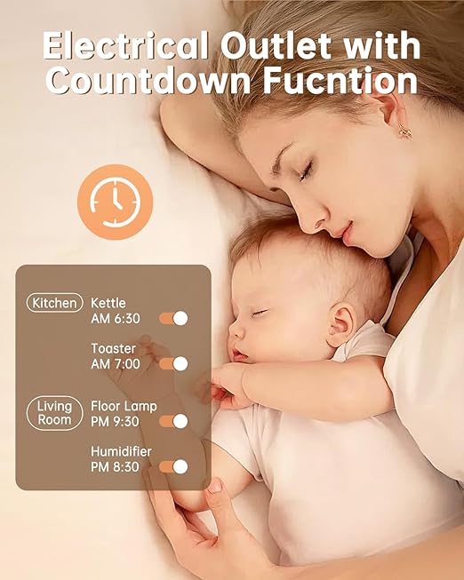 ELECTOP Remote Control Outlet, 15A/1500W Wireless Outlet Power Switch with Countdown Function, No Wire Long Range Electrical Switch Plug On/Off for Lights, Fans, Christmas Lights, Household Appliance