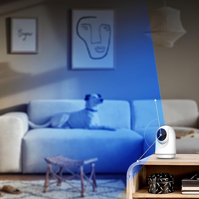 Feit Electric Indoor Security Camera with Motion Detection, 30ft. Night Vision, Pan and Tilt Head, 2.4GHz WiFi, 2-Way Audio, 1080p HD, Works with Alexa & Google Asst, Plug-in, White, CAM/PAN/WiFi/G2