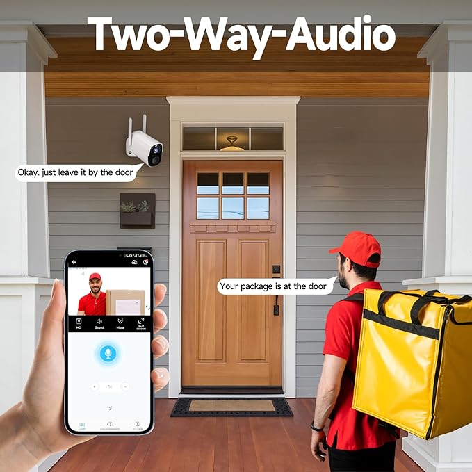 4PC Security Cameras Wireless Outdoor, 2K Battery Powered Security Camera for Home, WiFi Camera Surveillance Indoor System with Color Night Vision, IP66, 2-Way Audio, AI Motion Detection, Works/Alexa