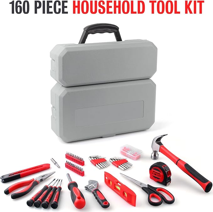 WINNER 160-Piece All-Purpose Household Tool Kit in Delicate Toolbox, Suitable for Both Male and Female, Great for Common Home Repairs, House DIY Project, Garage, Office, Housewarming and Birthday Gift
