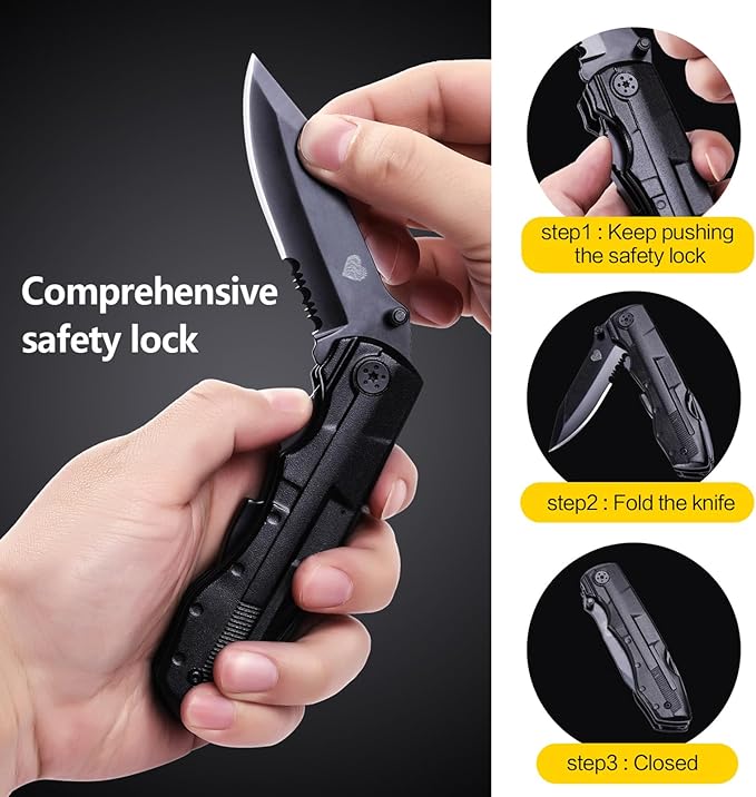 14 in 1 Multitool Pocket Knife for Men, Tactical Multi-Tool Plier 9-in-1 screwdriver set with Nylon Sheath for Survival, Camping, Gifts for Dad, Husband