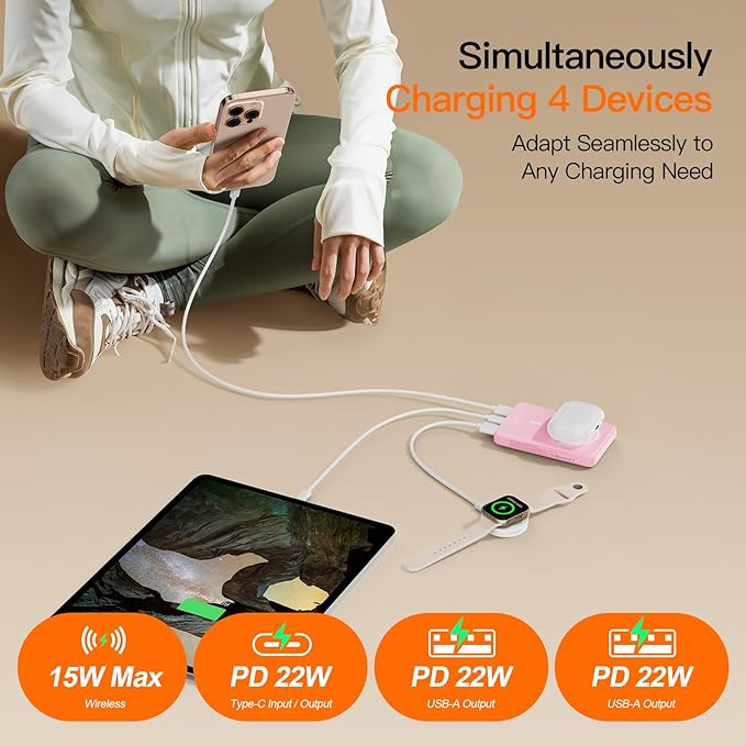 Magnetic Portable Charger, 16800mAh Wireless Power Bank, with 20W USB-C Fast Charging and LED Digital Display Magnetic Battery Pack, Compatible with iPhone 17/16/15/14/13/12 Full Series (2025)