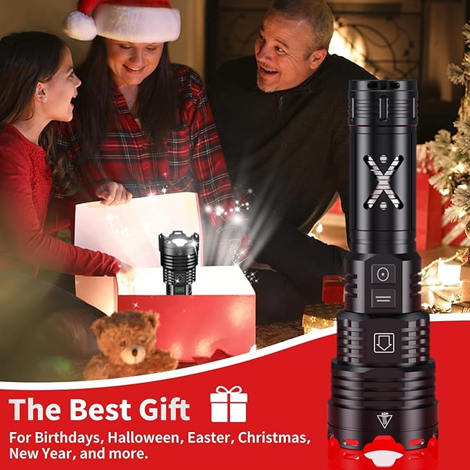 Rechargeable Led Flashlights 1520,000 High Lumens,Super Bright Flashlight True,Powerful Tactical Flashlight Up to 24H Long Battery Life Zoomable 6 Light Modes IP67 Water Resistant for Home Camping