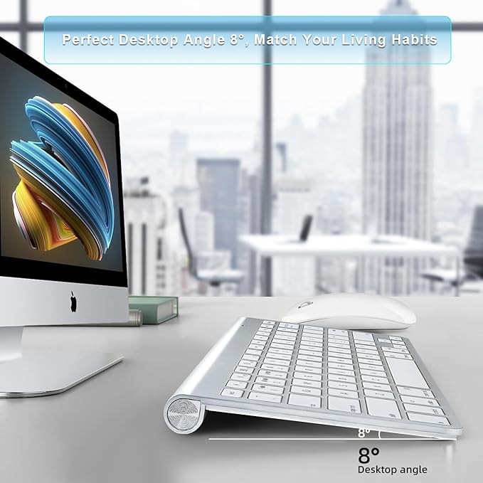 Wireless Keyboard and Mouse Compatible with iMac MacBook Air/Pro (Bluetooth and USB)