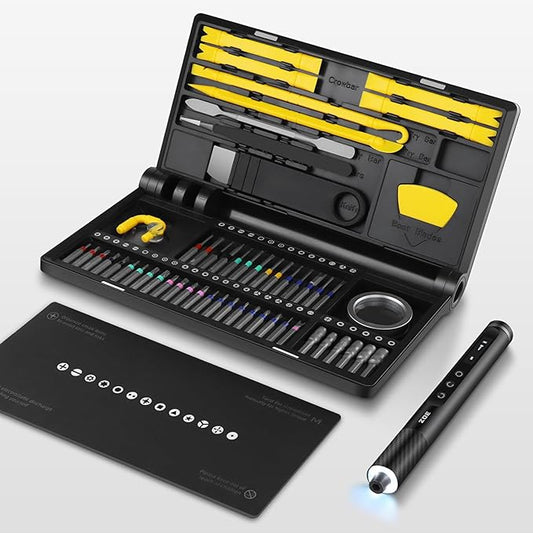 Small screwdriver set,71 in 1 electric screwdriver cordless with LED light,5 torque settings,MAX 0.6Nm,42 magnetic bit set,Crowbar and tweezers,Pc multi tool kit,Laptop,Phone repair kit