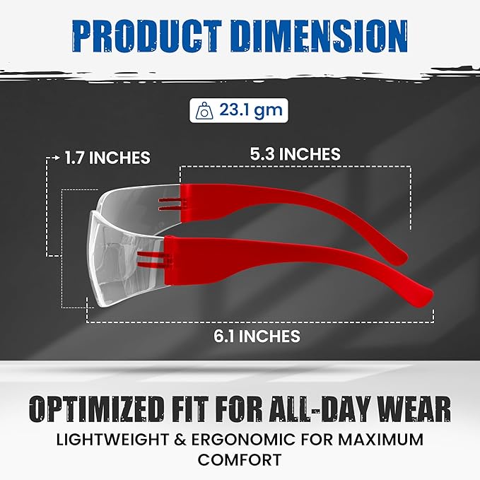 Work Safety Glasses For Men | Ansi Z87 Certified Safety Goggles For Shooting Range | Anti-Scratch Outdoor Glass