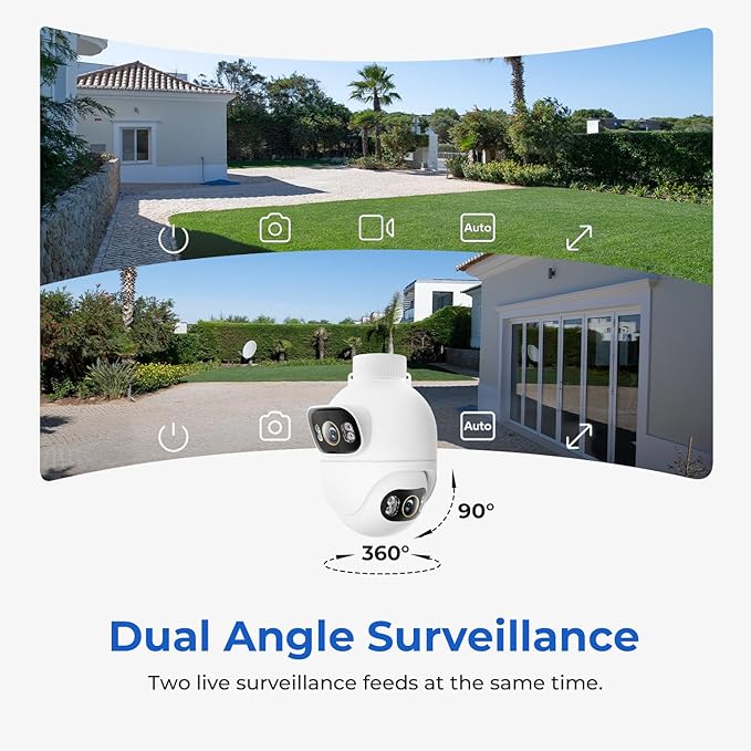 IMILAB EC6 Dual 3K+3K Plug-in Outdoor Security Camera: Outdoor Camera for Home Security w/Motion Spotlight/Siren, Wired 360° Rotate Cam, Person Tracking, 24/7 Continuous Recording, Color Night Vision