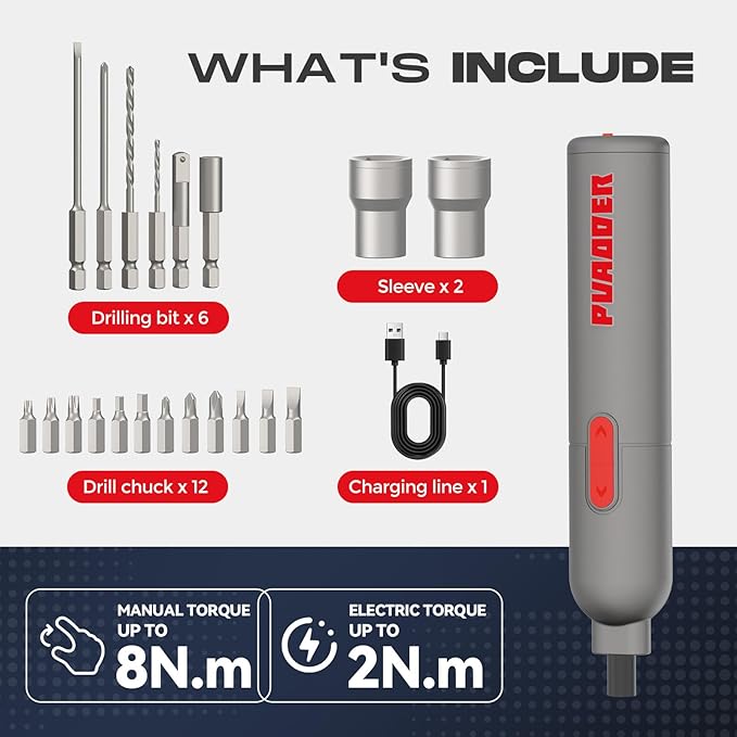 Electric Screwdriver Cordless,3.6V Screwdriver Set Rechargeable,Multitool Magnetic Screwdriver Bits,20 Pieces Bits Gifts for Men (Gray)