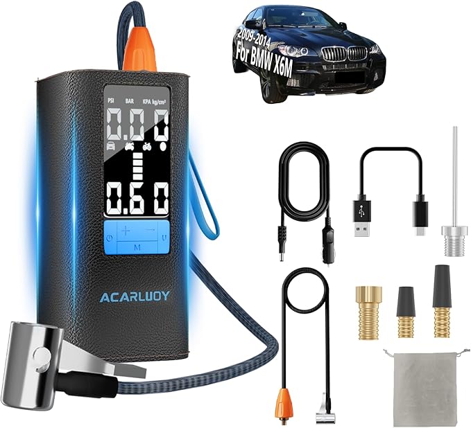 Portable Air Compressor Tire Inflator - 6000mAh Cordless Air Pump for Car Tires, 150PSI Auto Shut-Off, Fast Inflation Fit for BMW X6M（2009-2014）