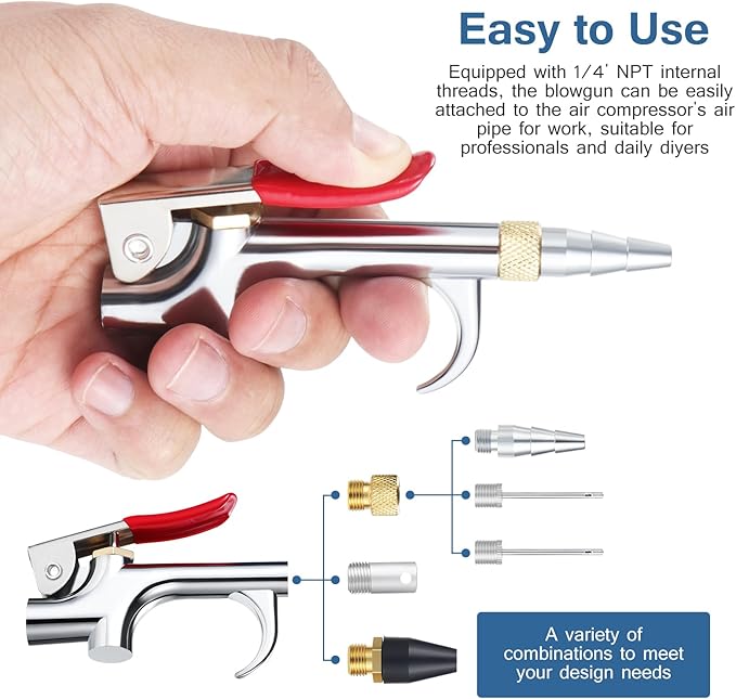 20PCS Air Compressor Accessory Kit with Hose, Air Compressor Tool Includes Recoil Air Hose, Air Duster Blow Gun and Nozzles, Air Compressor Fitting