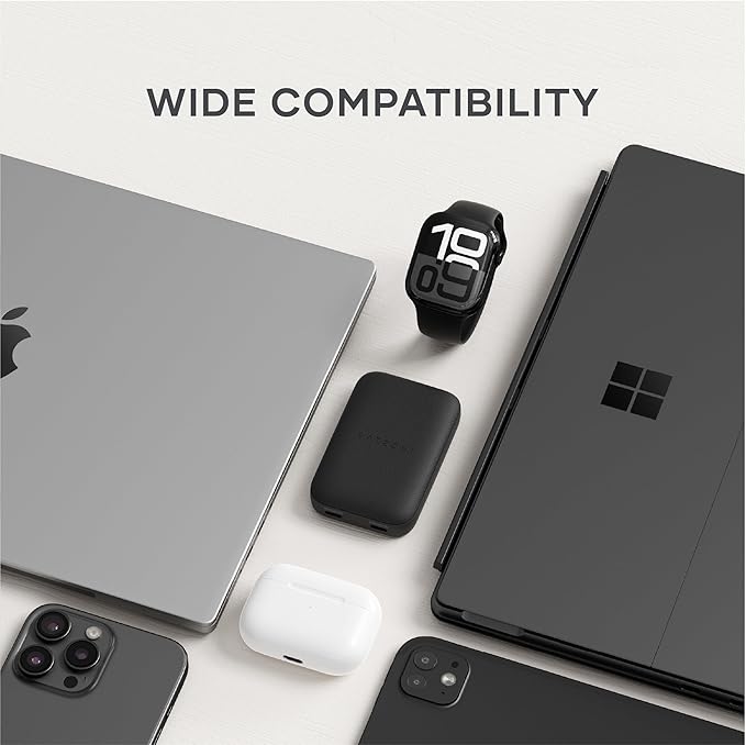 Satechi OntheGo 67W Wall Charger, GaN USB C Travel Charger with 2 USB-C PD Fast Charging Ports, for MacBook Pro/Air, iPad Pro/Air, iPhone 16, Steam Deck, Galaxy, Windows – Black