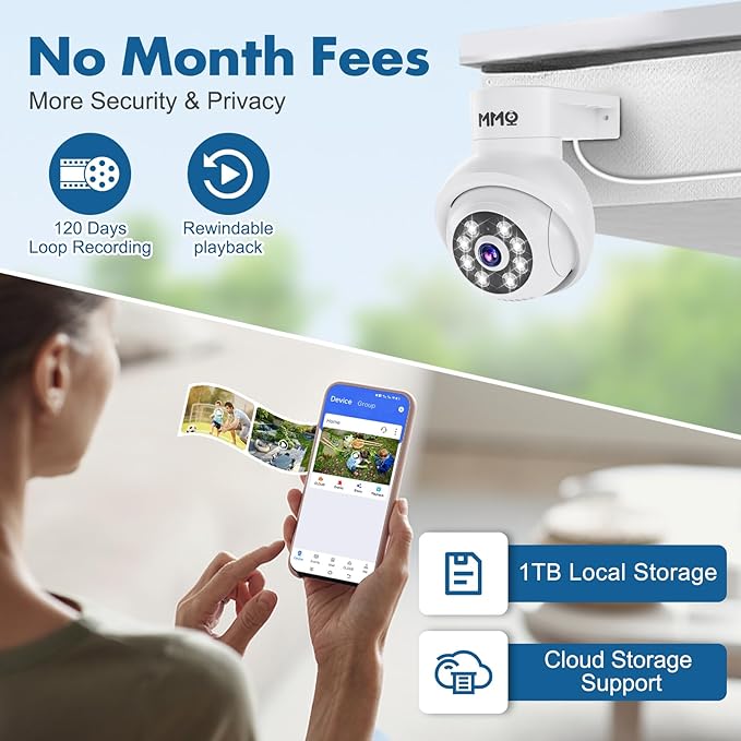 【Wireless Pro, 3K &10CH】5MP Security Cameras Wireless Outdoor with 10.1" LCD Monitor, 4PCS WiFi PTZ Security Cameras with 4K NVR for Home Surveillance,1TB HDD, Auto Track, 2-Way Audio,Motion Alert,5G