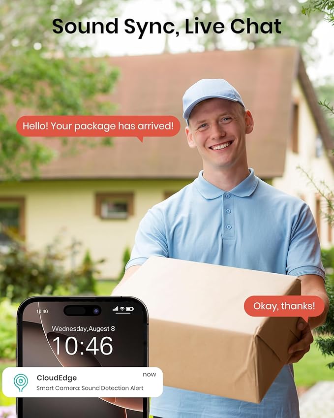 2K Solar Security Camera Wireless Outdoor, 2.4G WiFi & 360˚PTZ Camera, Color Night Vision, Motion Detection, 2-Way Audio, Solar-Powered Battery, Alexa/Google Assistant, SD Card/Cloud Storage