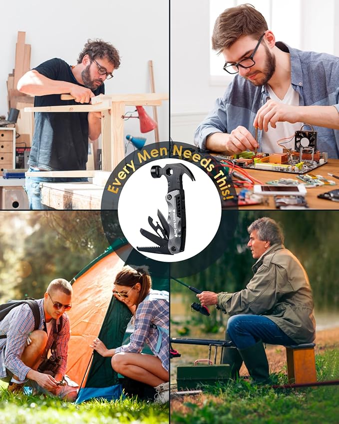 Dad Gifts for Fathers Day from Daughter Son Wife - Multitool Hammer Gifts for Men Camping Accessories 13 In 1 Survival Multi Tools Hammer Cool Gadgets for Men Adults Husband Grandpa Women Birthday