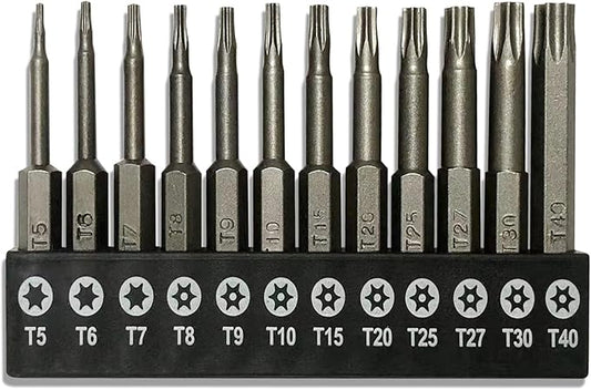 aiyun 12-Piece Security Bits, 2 Inch long S2 Steel Magnetic Security Screwdriver Set, 6 Point Star Driver Bit Set Screwdriver for Shark Vacuum T5-T40 (50mm)