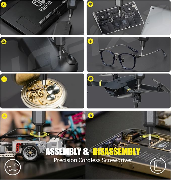 Electric Screwdriver Cordless Tool Set,72 PC Rechargeable Power Screwdriver Torx Phillips Triangle Pentalobe Automatic-Battery Electronics Kit for Macbook Computer Laptop Ps5 Xbox Switch Glasses