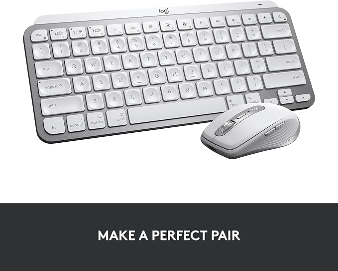 Logitech MX Keys Mini for Mac Minimalist Wireless Keyboard, Compact, Bluetooth, Backlit Keys, USB-C, Tactile Typing, Compatible with MacBook Pro,Macbook Air,iMac,iPad - Pale Grey