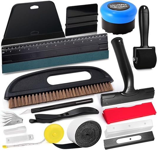 NEWISHTOOL Wallpaper Kit Wallpaper Smoothing Tool with Squeegee Smoother, Seam Roller, Wallpaper Brusher, Wallpaper Stripper, Sticker Scraper for Applying Peel and Stick Wallpaper, Vinyl Backsplash