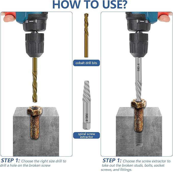 MABLEVI 49 Pcs Screw Extractor Bolt Extractor Set, Left Hand Drill Bit Set, Easy Out Multi-Spline Stripped Bolt Remover for Broken Rusted Nuts Bolts Screws