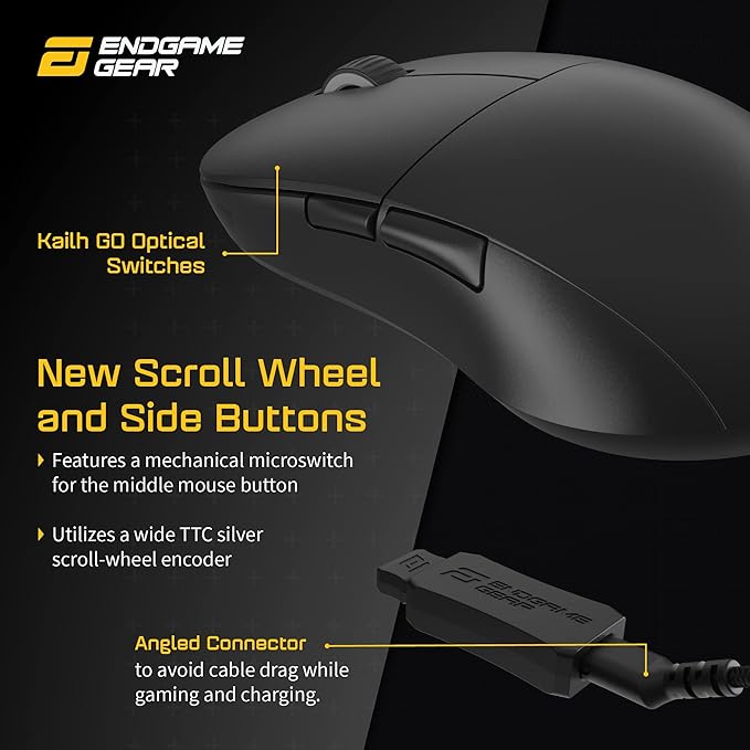ENDGAME GEAR XM2we Wireless Gaming Mouse, Programmable Mouse with 5 Buttons and 19,000 DPI, Black