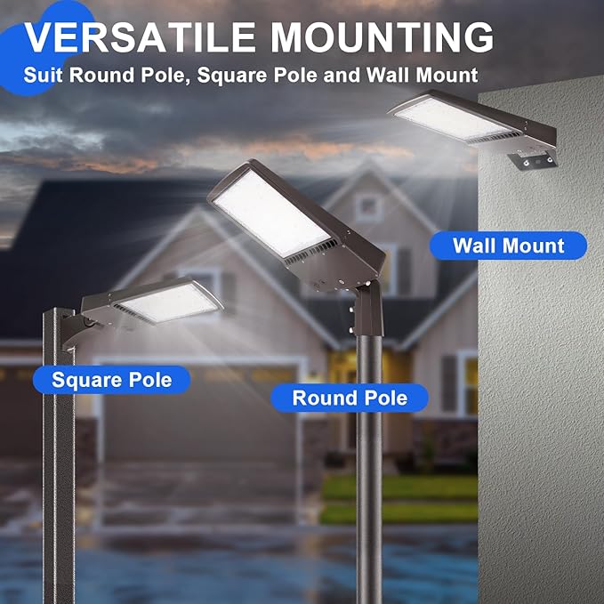 480V 300W LED Parking Lot Light, 42000LM(140lm/w) LED Shoebox Area Light(1000W HID/HPS Equiv.), 5000K Dimmable Outdoor Commercial Street Lighting -10KV Surge Protection IP65 277-480V UL DLC Listed