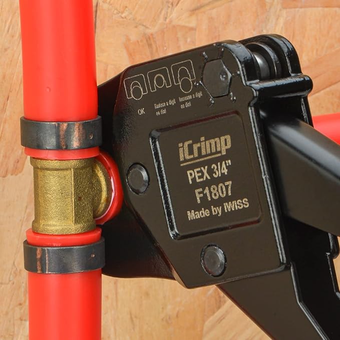 iCrimp IWS-1807CN PEX Crimping Tool Kit with PEX Crimpers, PEX Tubing Cutter, Copper Ring Removal Tool for 1/2’’ & 3/4’’ Copper Crimp Rings, Meets ASTM F1807 Standard