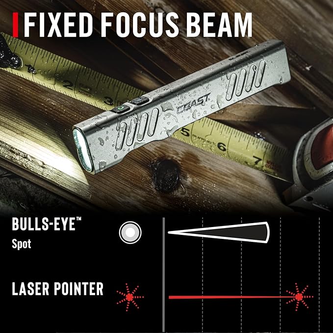 Coast Slayer Laser 1000 Lumen USB-C Rechargeable LED Flashlight with Pocket Clip - 5 mW Laser, 650 nm Wavelength