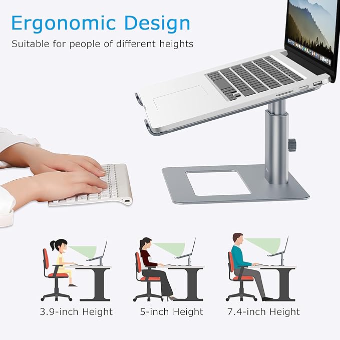 BoYata Laptop Stand, Ergonomic Aluminum Height Adjustable Computer Stand Laptop Holder for Desk, Compatible with MacBook Pro/Air, Dell, Lenovo, HP, Samsung, More Laptops 11-17"