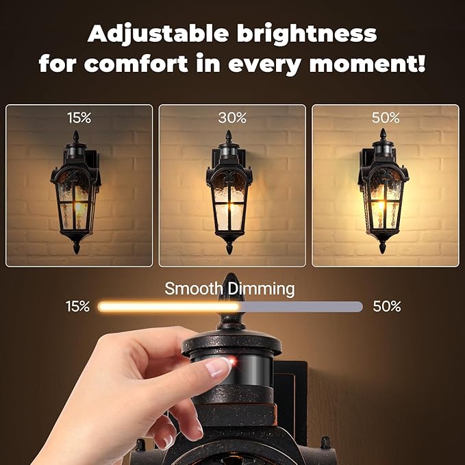 Outside Wall Lights for House with GFCI Outlet, Oil-Rubbed Bronze Motion Sensor Outdoor Lights, Dusk to Dawn Outdoor Lantern Fixture, Anti-Rust Porch Light with Outlet for Garden Front Door