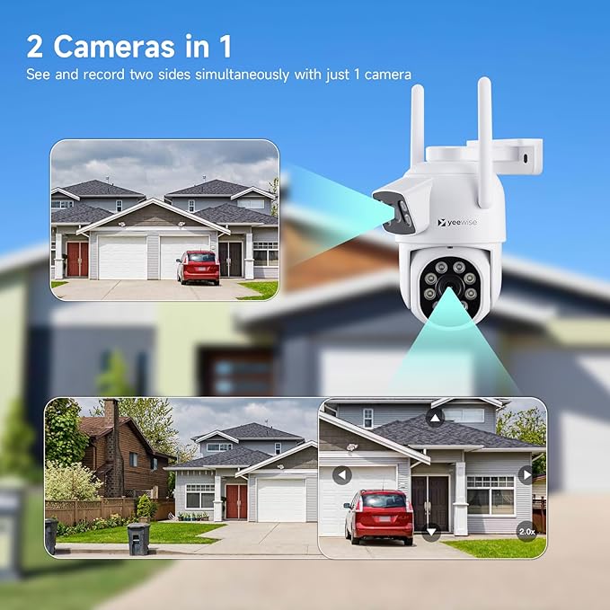 2K Wi-Fi 6 Wireless Security Camera System with 12" Monitor, Dual Lens WiFi Security Cameras with 360° Pan Tilt & Auto Tracking, 16CH NVR with 1TB HDD, 5G&2.4G WiFi, 24/7 Record,Plug-in Power