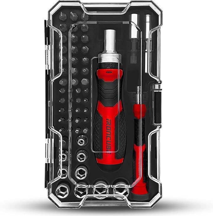 Multi Ratcheting Screwdriver Set: 56 IN 1 Magnetic Bits & Sockets with Case for Emergency Use At Home