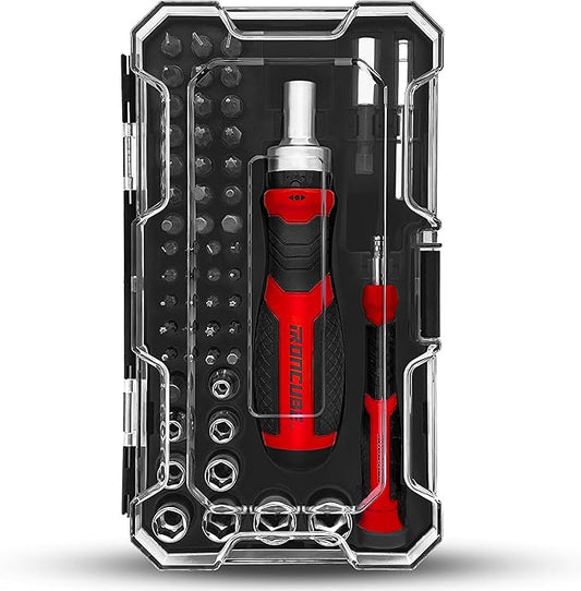 Multi Ratcheting Screwdriver Set: 56 IN 1 Magnetic Bits & Sockets with Case for Emergency Use At Home