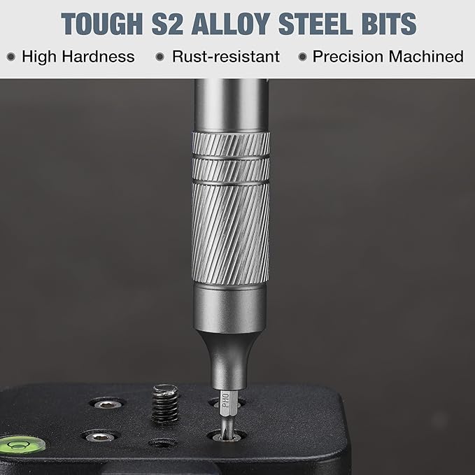 WORKPRO 24 in 1 Multi Bit Mini Screwdriver Set Magnetic, Manual Pen Screwdrivers, Tough S2 Steel Small Screwdriver Bits for Eyeglass, Watch, Laptop, Phone, Jewelry and Electronic, Grey