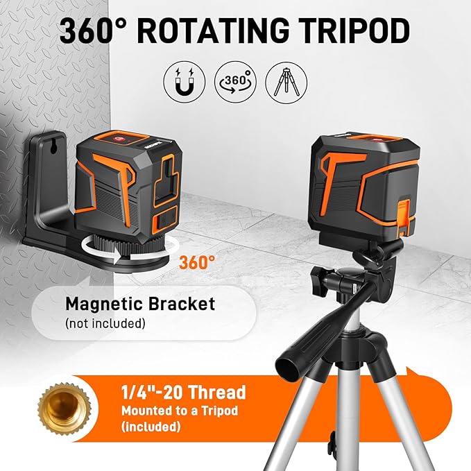 Laser Level with Tripod Self Leveling Cross Line Laser Level 100ft Green Line Leveler Tool with Manual Mode IP54 Waterproof for Picture Hanging, Tile, Construction Indoor Project