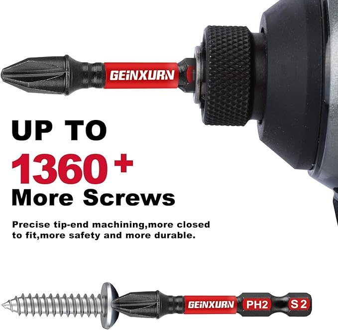 Impact #2 Phillips Screwdriver Bits Set,43 Pcs Magnetic PH2(1" and 2") S2 Steel Driver Bits with Storage Colorful Box