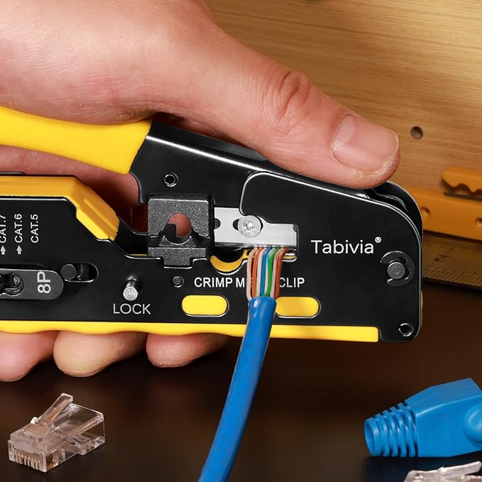 RJ45 Crimp Tool Pass Through Ethernet Crimping ToolKit Cat6 Cat5e Cat6a RJ45 Crimper