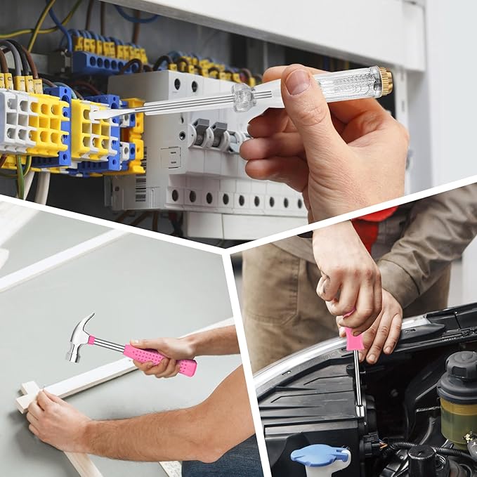 24 Piece Small Tool Kit for Men and Women, Mini Hand Tool Set with Storage Box for Home, DIY, Office, Garage(Pink)